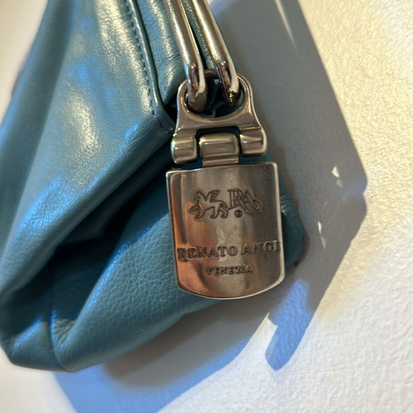 Renato Angi Venezia blue wristlet soft leather magnetic / zipper Italy - Picture 8 of 10